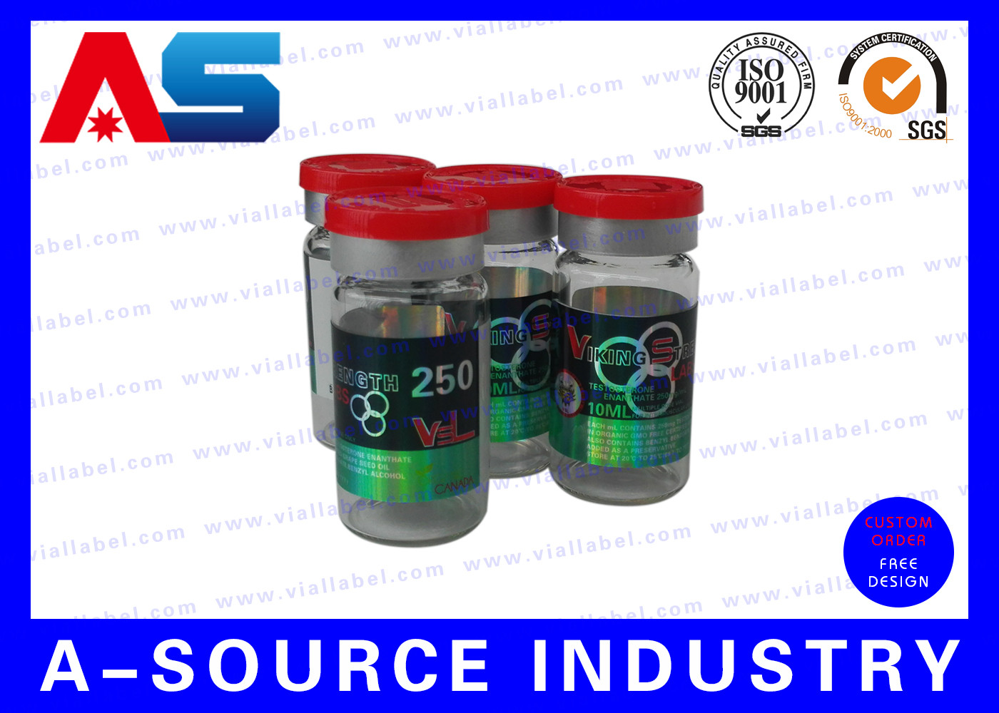 Injection Test Tube 10ml Vial Labels Custom Cardboard Box For Laboratory Vials