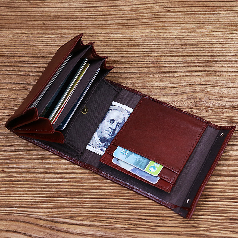 Custom Logo Avaliable Real Leather Minimalist Wallet for Men Short Card Holder Wallet With Coin Pocket