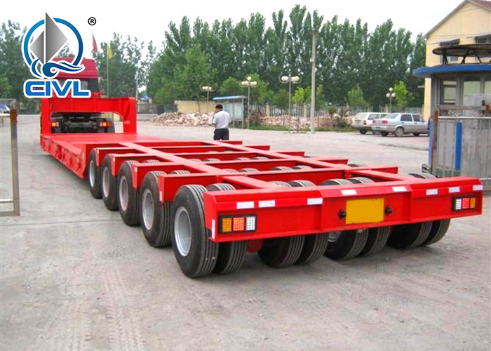 3 Line 6 Axles Fuwa Axles Low Bed 100T Semi Trailer Trucks For Equipment Transportation