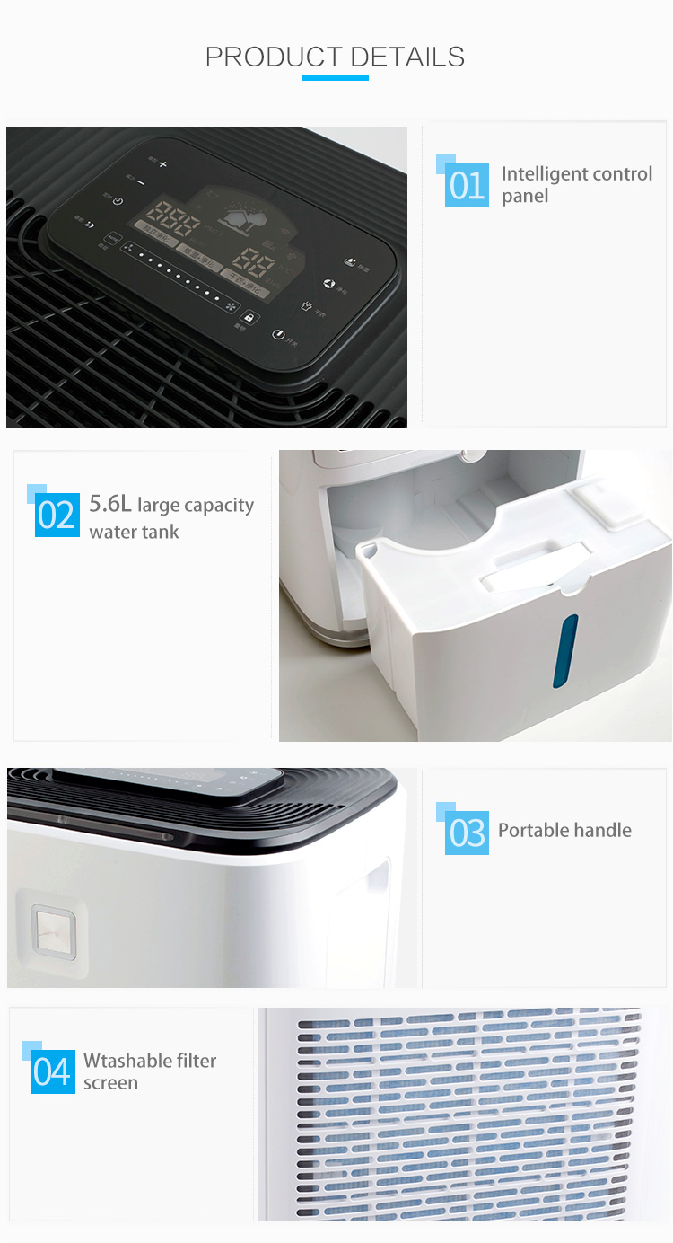 2 Fan Speed 240w 25L/D 5.6L Home Air Dehumidifier