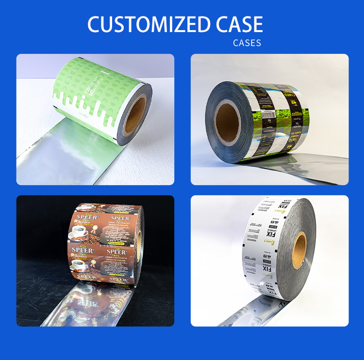 Plastic Film Roll For Food Packaging Automated Coffee Roll Film Seamless Packaging