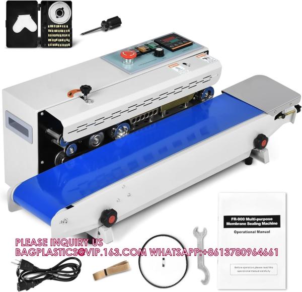 Horizontal Continuous Band Sealer, Automatic Bag Heat Sealer W/Printing Wheels,