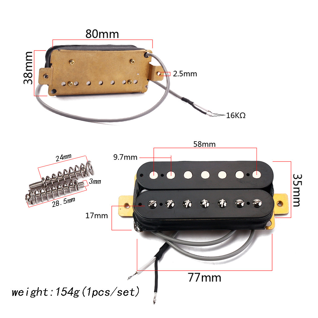 Double Coil Pickups Magnet Bridge 16 kΩ Humbucker Pickups for 7 String Electric Guitar