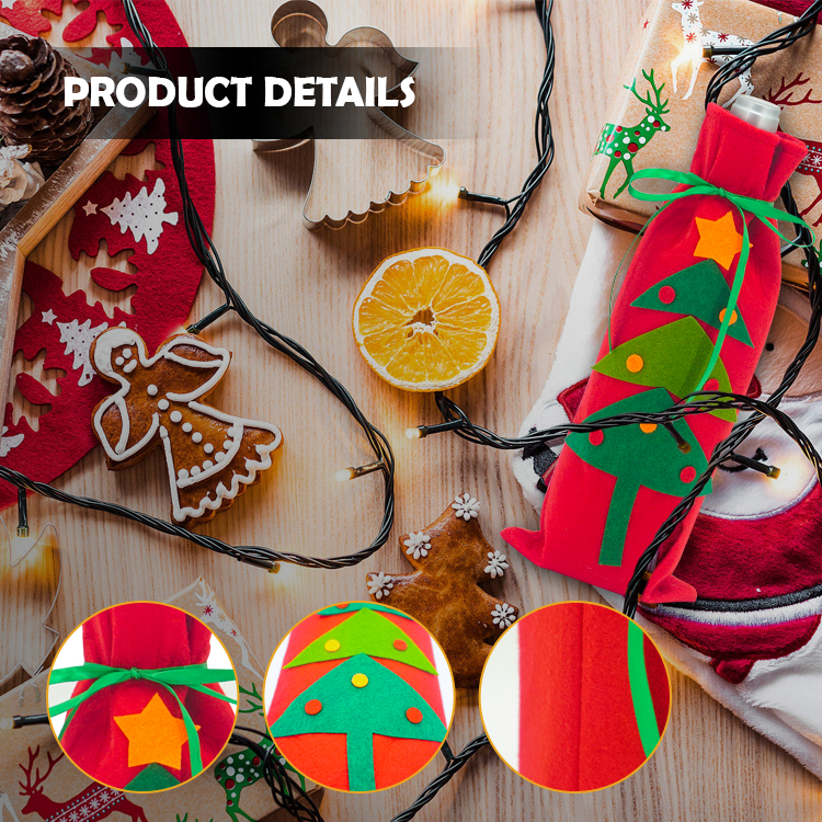 Popular Felt Christmas Single Bottle Carrier Bag Wine Cover Decoration