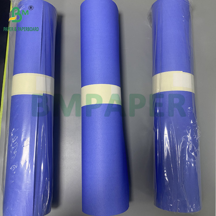 80gsm Purplish Blue Digital Paper CAD Plotter Rolls One Side White 610mm X 50m 2inch Core