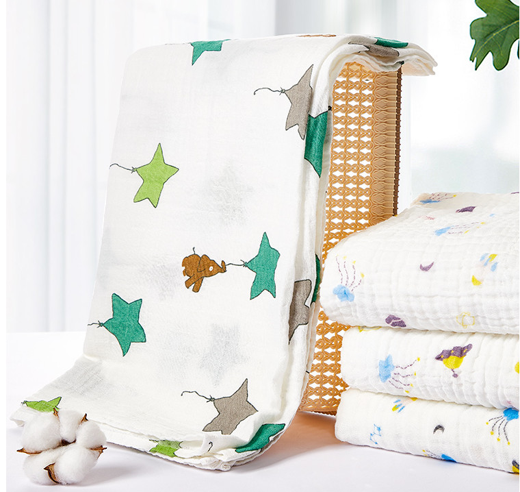 Star Pattern 53 inch 6 Layer Gauze Fabric Children Cover Blanket