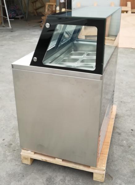 4 Pans Ice Cream Showcase Freezer , Single Row Fan Cooling Gelato Display Cooler