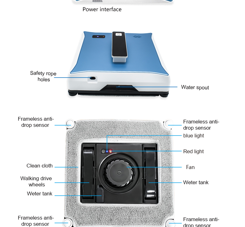 Household Smart Home Cleaning Appliance with Dual Water Spray Function and 500mAn Battery