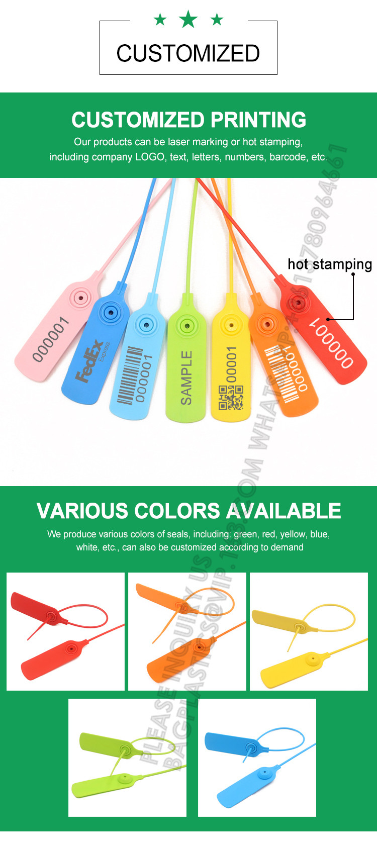 Customized Printing Logo Disposable Plastic Garment Security Seals Clothes Shoes Bags Hang Tags Zip Tie Plastic Seal