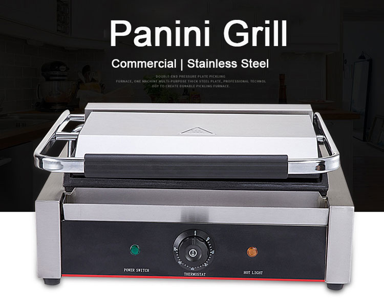 220V Commercial Stainless Steel Single Contact Grill Electric Panini Sandwich Press