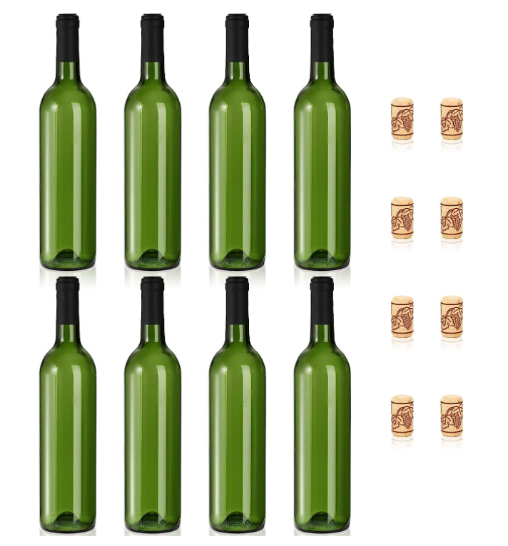 Green Glass Wine Bottle 750 Ml Empty Glass Liquor Bottle Round Shape with Hot Stamping