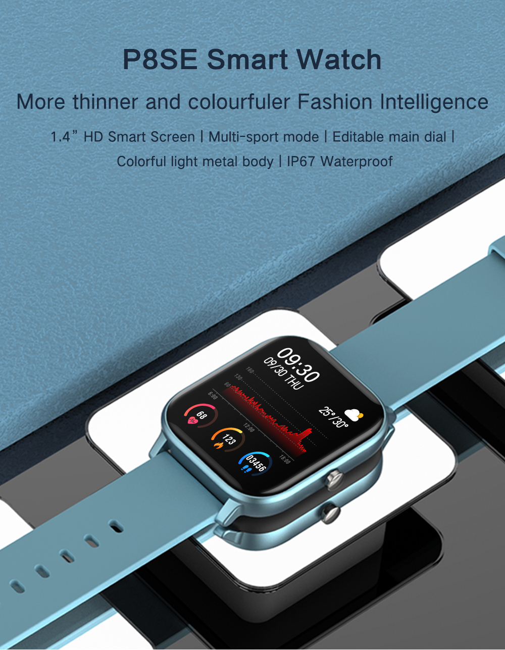 HL8SE Smartwatch IP67 BT4.0 170mAh Custom water resistant No Camera