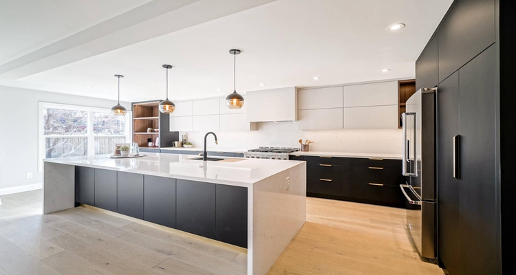 Customize Your Apartment Kitchen with end Solid Wood Cabinets and Waste Container