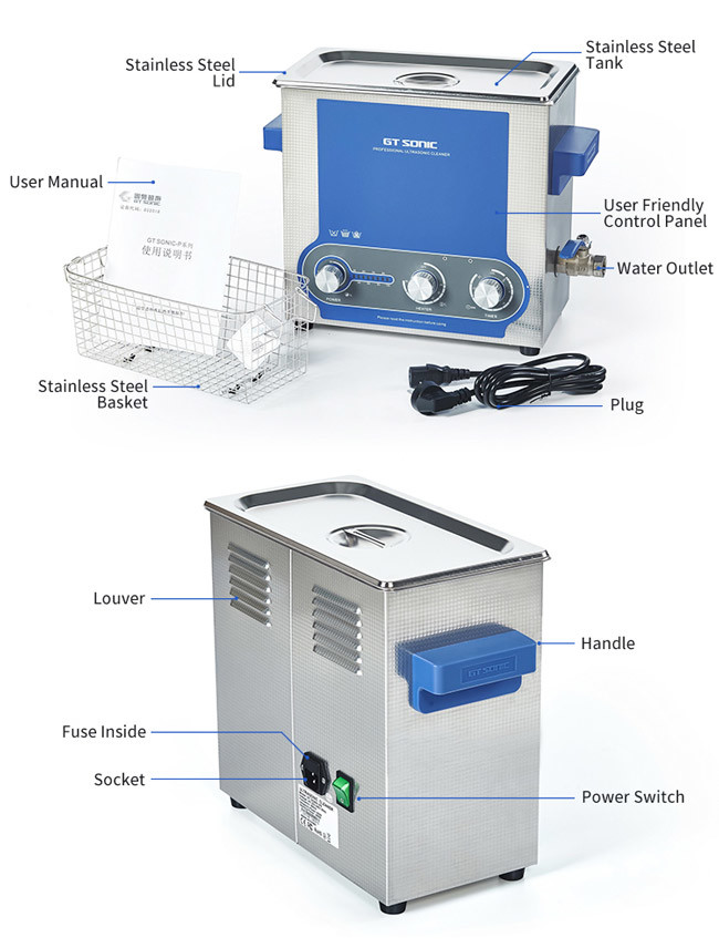 Manual 6L 40kHz Ultrasonic Cleaning Bath Special Blue Led Display