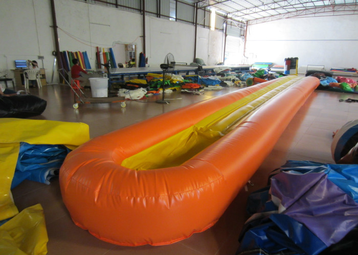 Inflatable Water Playground , Long Stripes Inflatable Single Water Slide 12 X 1.6m