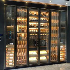 Black Metal Wine Cabinet Floor Standing Embedded Wine Locker