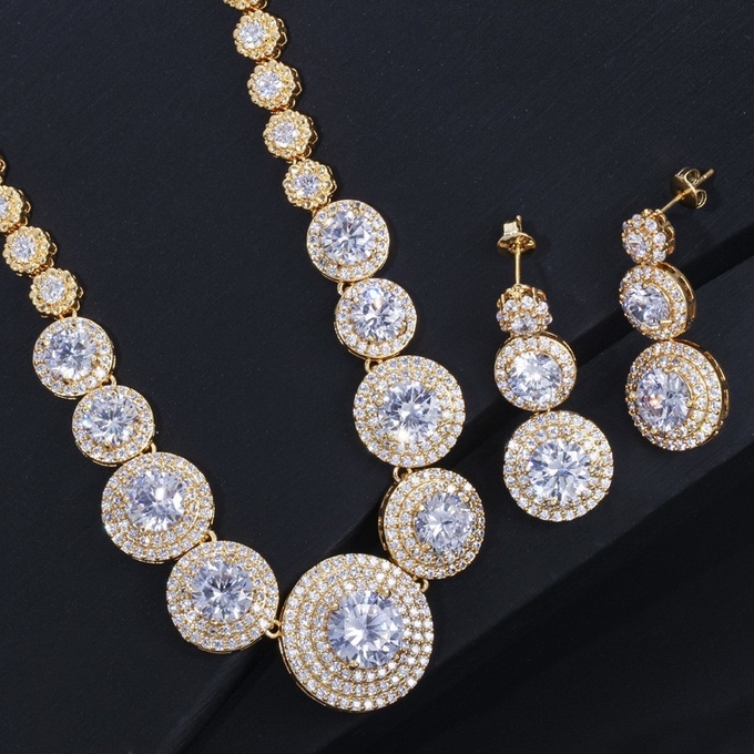 AAA CZ CZ Crystal Necklace Pendant Necklace Rhinestone CZ Jewelry Set Women Wedding Necklaces Jewelry for Gift