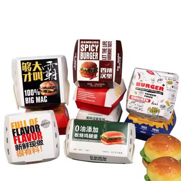 Recyclable Biodegradable Clamshell Burger Boxes Eco-Friendly Bagasse Fast Food