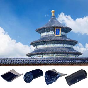  Blue Chinese Ceramic Tile Roofing Glazed For Ancient Thai Temple Building Roof Manufactures