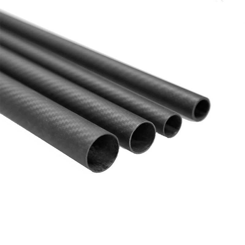 Round 3K Twill Woven Carbon Fiber Tube Roll Wrapped UV Resistant