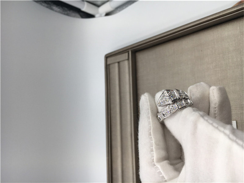 Customized Serpenti 18k White Gold Diamond Engagement Rings Classic