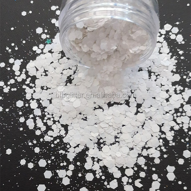 White Chunky Glitter Powder Nail Art 1kg Bag Package Mixes White Color Glitter for Colorful Nails