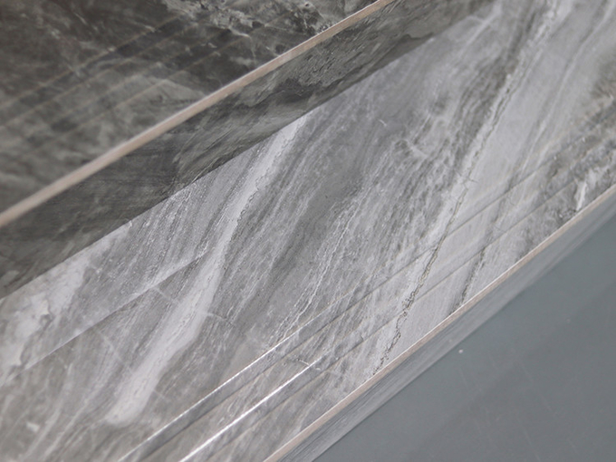 Non Slip Stairs Glazed Tiles Light Gray Marble Look Design Staircase Tiles
