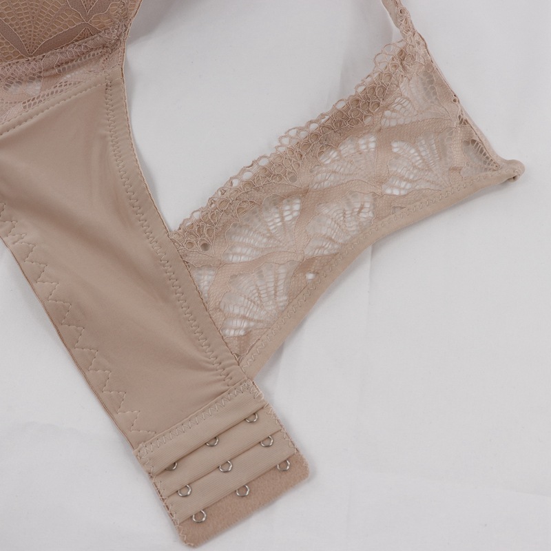 E Cup Breathable Sexy Lace Gathering Womens Triangle Bra Adjustable Larger Size