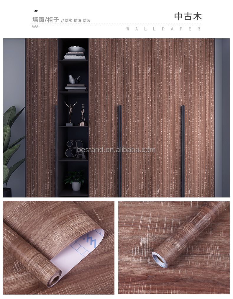 Removable Wood Wall Paper with Mildewproof Feature Peel and Stick Self-Adhesive Vinyl Wood Texture Decorative Wallpaper