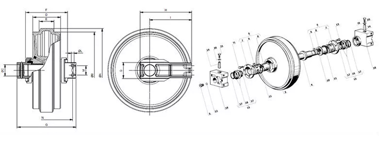 3689791 Front Excavator Undercarriage Assy Forging Idlers Group D6h D6r 144-30-00037