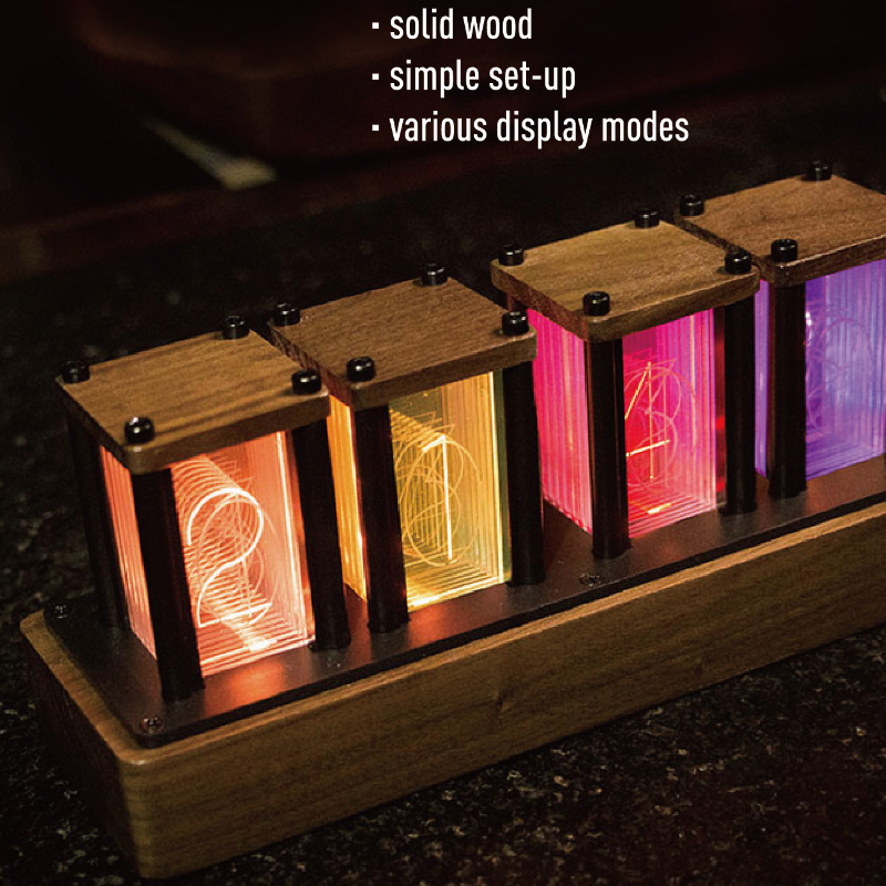 RGB Electronic Glow LED Tube Light Clock Square Shape