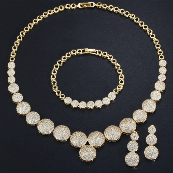 Luxury Jewelry Full Crystal Cuban Chain Bracelet Necklace Hiphop CZ Jewelry Chain Necklace Bracelet Earring jewelry sets