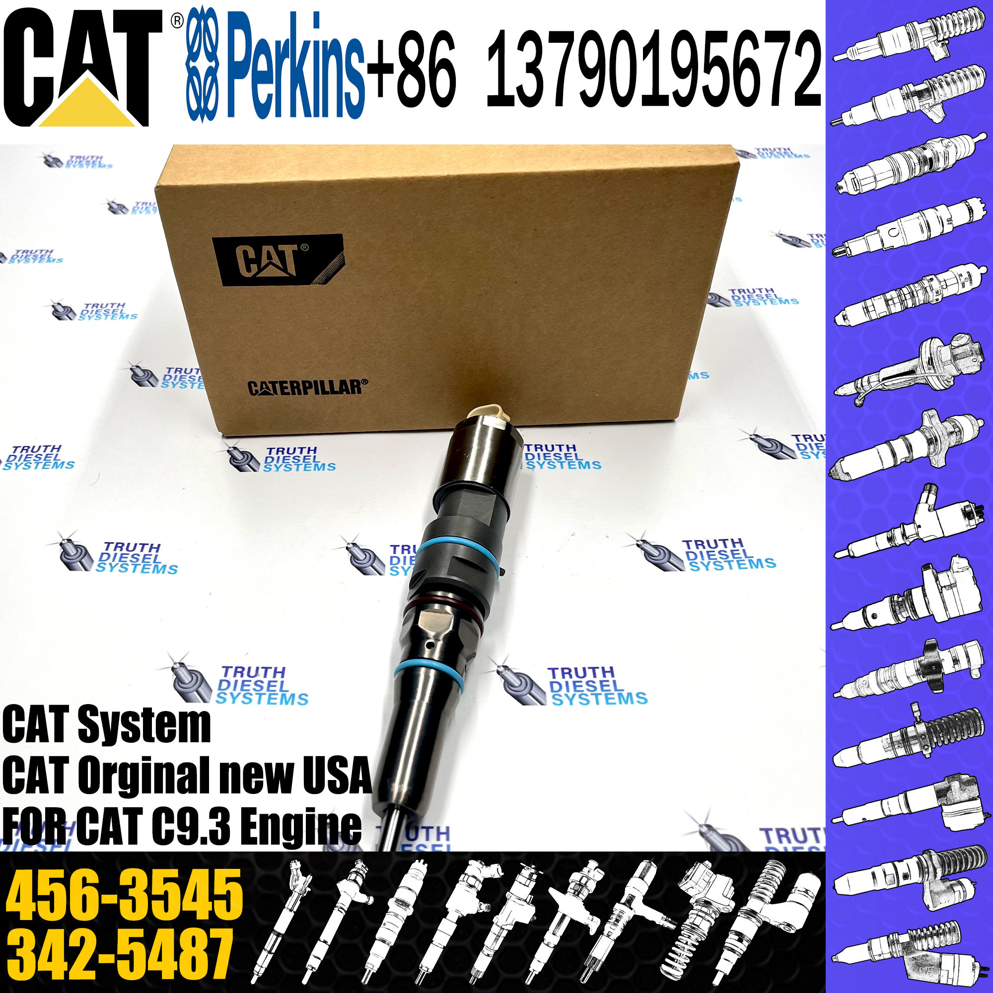 diesel fuel injector 456-3545 342-5487 10R-1267 417-3013 for CAT C9.3 Excavator Parts Engine