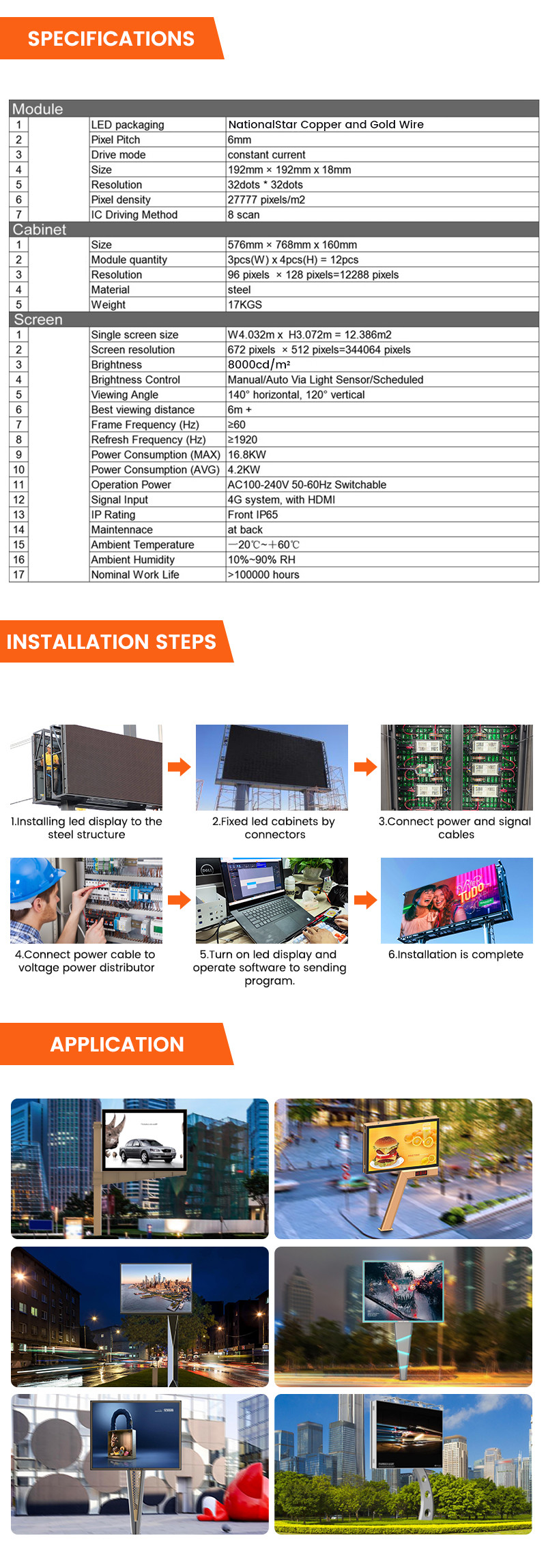 DDW High end design 8000nits p6 Front IP65 led screen waterproof billboard outdoor advertising
