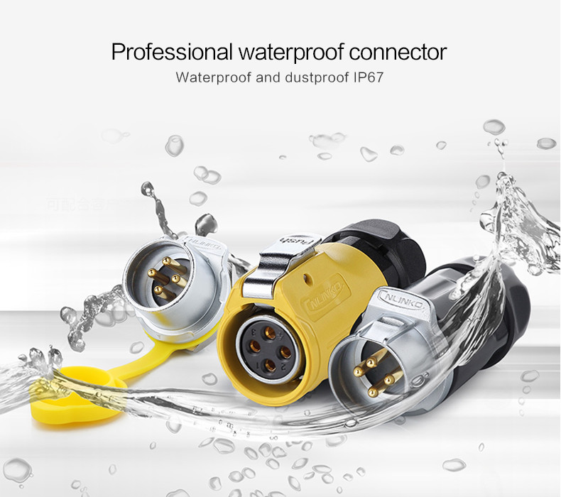 LP20 PBT Material Rated Current 20Arms Connector Power 4pin with IP65/IP67 Waterproof Cable Connector