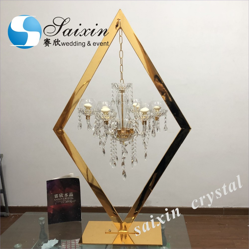 Wedding Crystal Flower Stand Centerpiece With Mirror Flower Holder 150cm