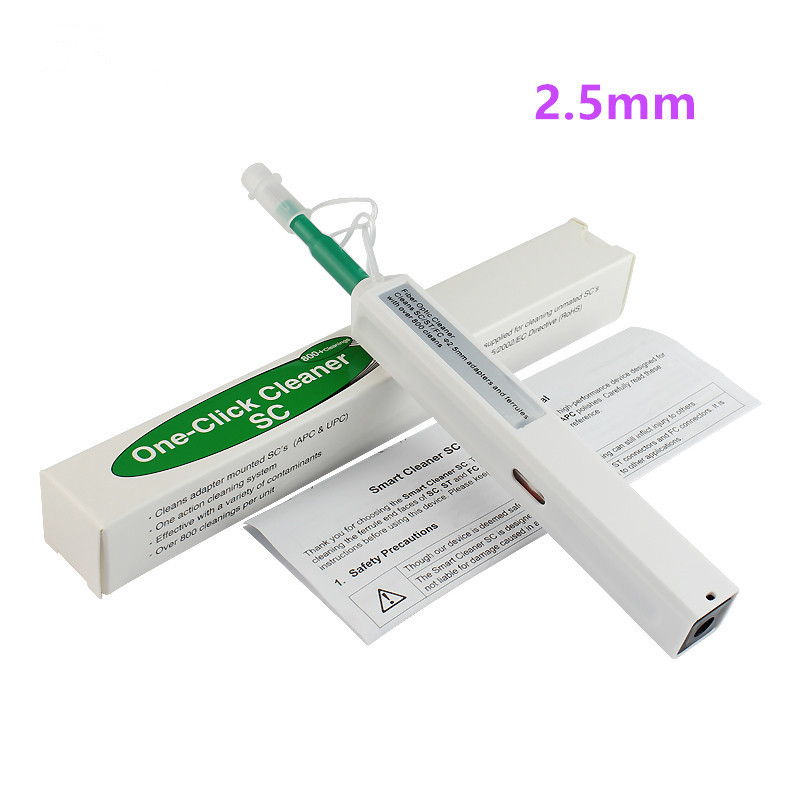 One Click Fiber Optic Tools 2.5mm 1.25mm Optical Fiber Connector Cleaner With SC Connector