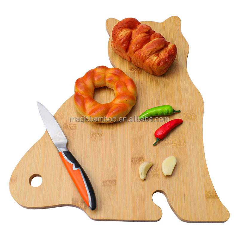 Sustainable Bamboo Cat Shaped Cutting Board Wooden Serving Board Kitchen Chopping Board 38.2*33.1*1.6cm