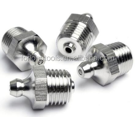 Drill Sleeve and Button Connection 1/4"-19 BSP Stainless Steel Straight Grease Fitting Cap with Round Flat Head Code