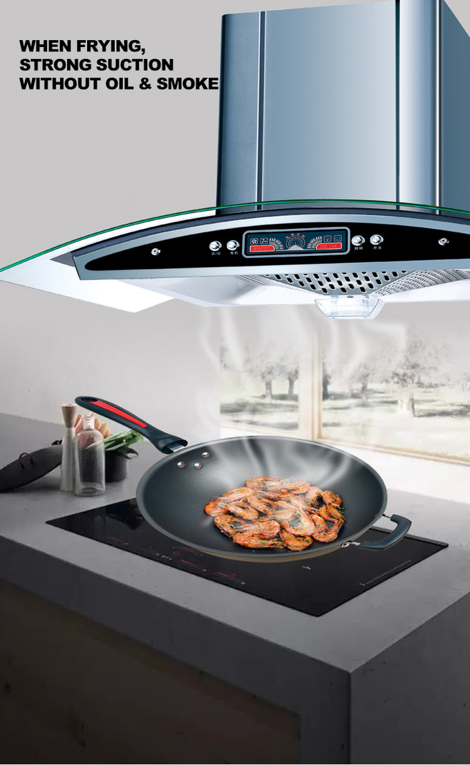 SASO Certificated Ventless Curved Glass Cooker Hood For Kitchen