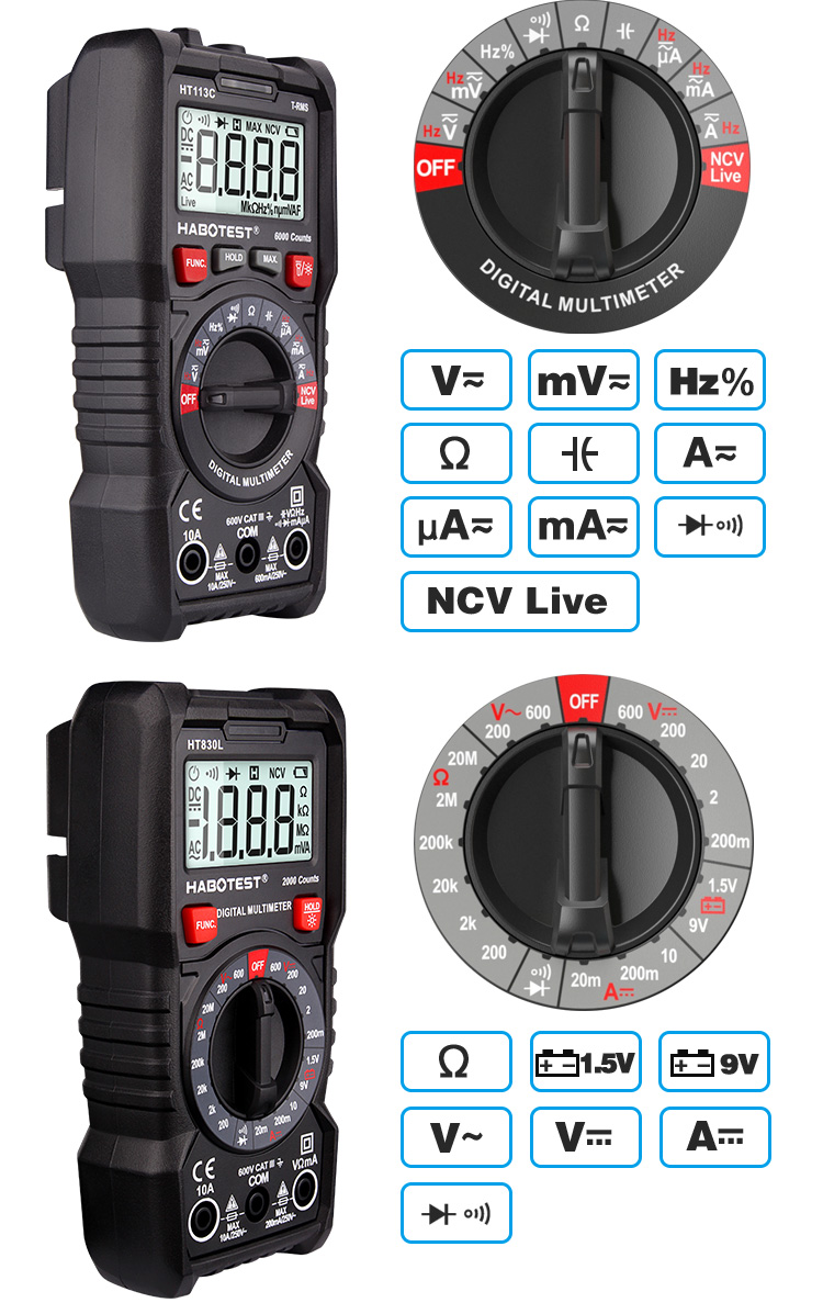 Capacitance LCD Display Pocket Standard Price Voltage Digital Multimeter Manual Frequency Meter Tester Voltmet