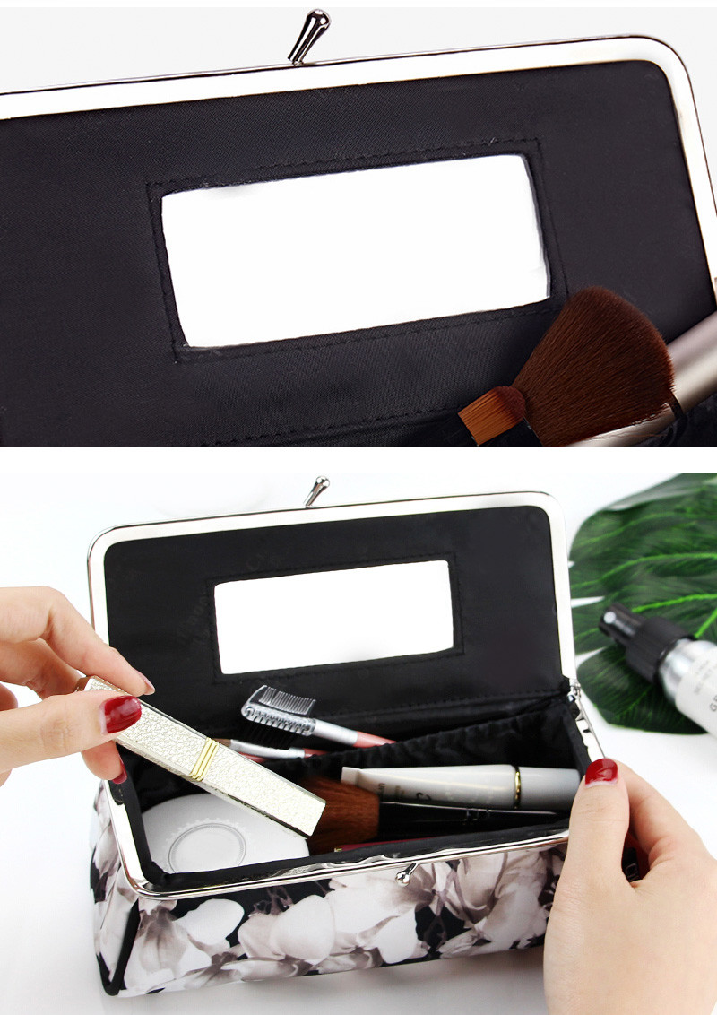 Custom Luxury Vintage Floral Printed Toiletry Cosmetic Makeup Bag