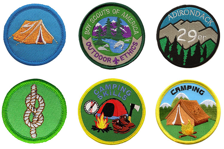 Custom Woven Boy Scout Uniform Patches Hook And Loop Backing