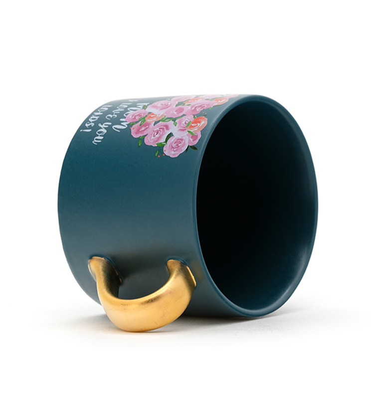 Lovely Mothers Day Crockery Elegant Design Mom Gift Ceramic Mug Coffee With Gold Handle