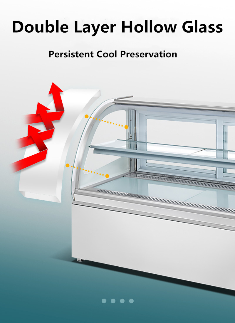 Anticorrosive Pastry Table Top Cake Display Chiller Practical Glass Material