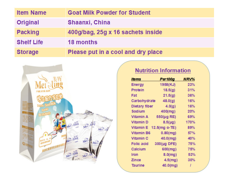 Formula Food Grade 7 Years Flavor Student Milk Powder