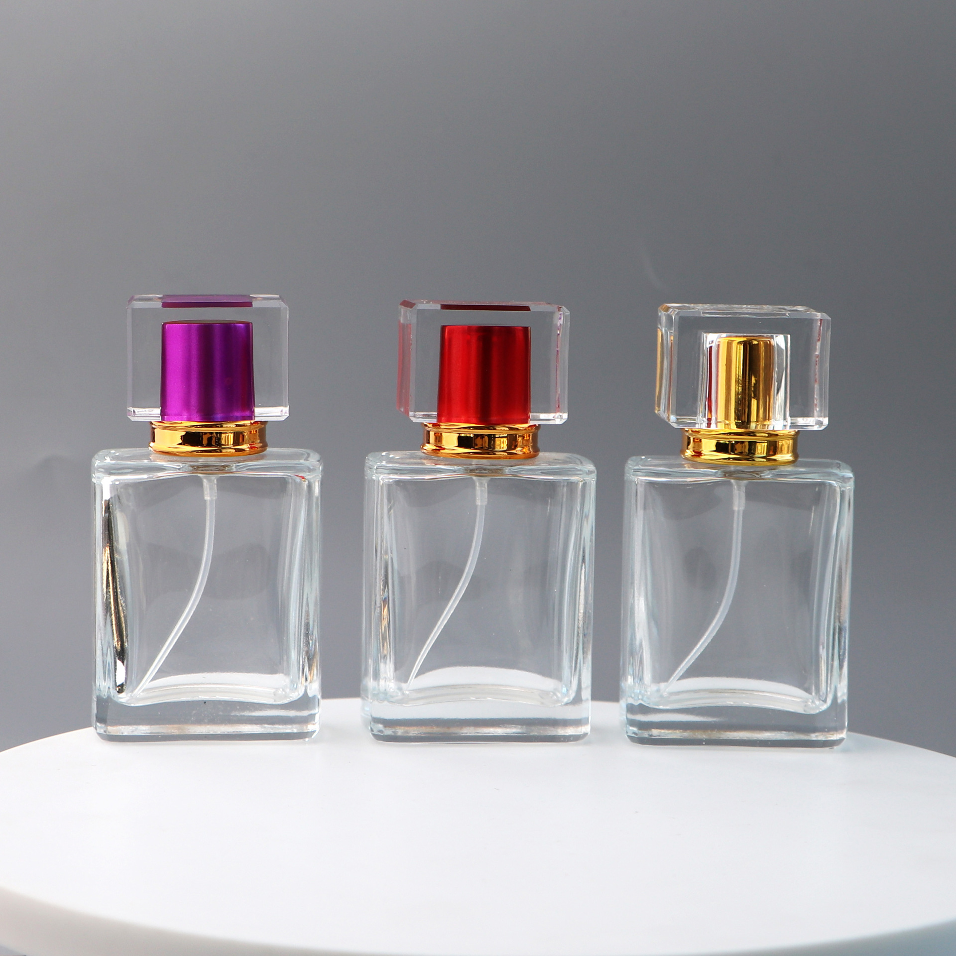 Sealing Type Luxury Frosted Thick Bottom Square 1oz 30ml 50ml Clear Glass Perfume Bottle with Customized Accepted Logo