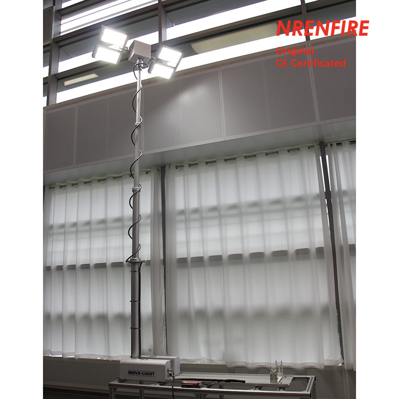 3.7m vehicle roof mount pneumatic telescopic mast light tower for fire tenders/ remote control/ robot mast light