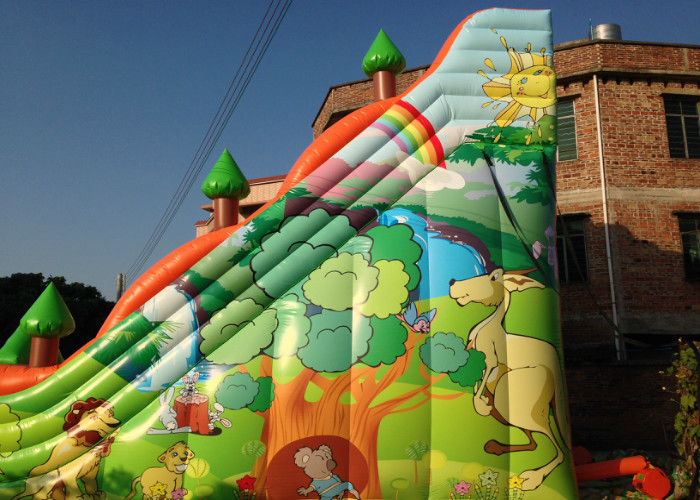 Good quality inflatable high dry slide inflatable animals forest colourful high dry slide