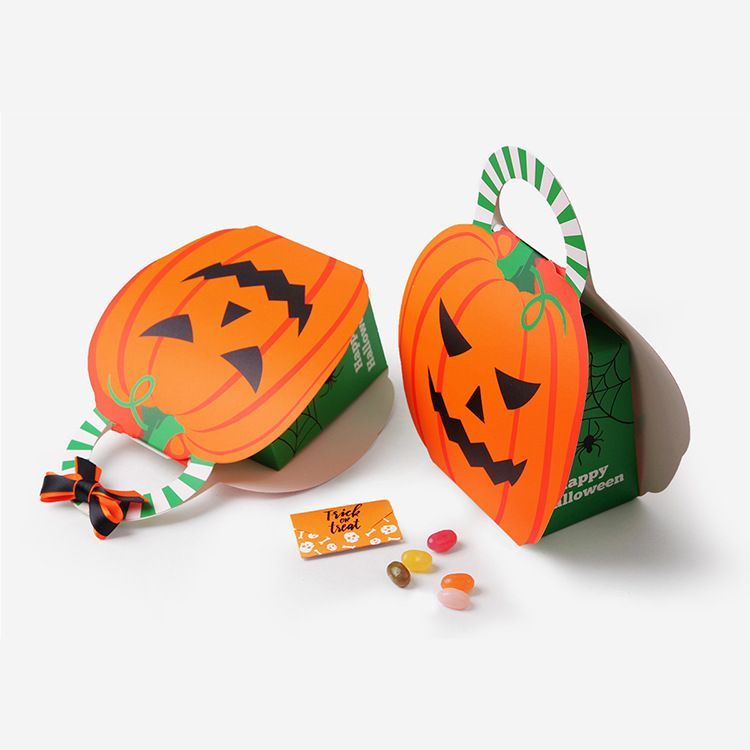 Affordable Price Halloween Christmas Pumpkin Gift Packaging White Paper Candy Box for Festival